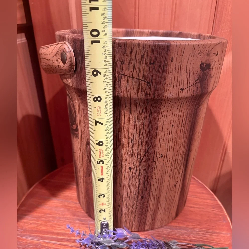 Mid-Century Modern faux wood grain ice bucket